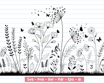 Wild Flower Svg, Flower Decoration svg, Flower svg, Flower Cut File, Paper Cut Template, Cricut File, Digital Download, Svg, Png, Dxf, Eps.