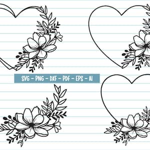 Blumen Herz svg, Blumen svg, Blumen Herz Bundle svg, Blumenstrauß svg, Herz, blume, Valentine svg, Blumen-Svg-Schnittdateien, svg, Dxf.