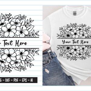 Floral split SVG, Flower svg, Flower border svg, Floral Frame svg, Split Monogram svg, Floral Monogram svg, Flower Clipart, Wedding svg.