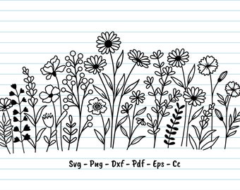 Wildflowers Svg Files, Flower Svg, Wildflower Svg, Flower Blooms Svg, Flower Clipart, Flower Cut Files, Botanical Svg, Svg Files For Cricut.