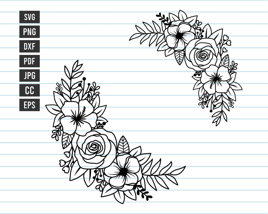 Flower Border Svg, Flower Svg, Floral Monogram Svg, Floral Wedding