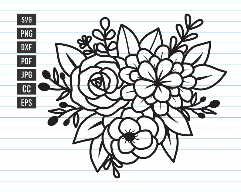 Flower Bouquet Svg Flower Svg Flower Svg Cut Files Wedding - Etsy UK