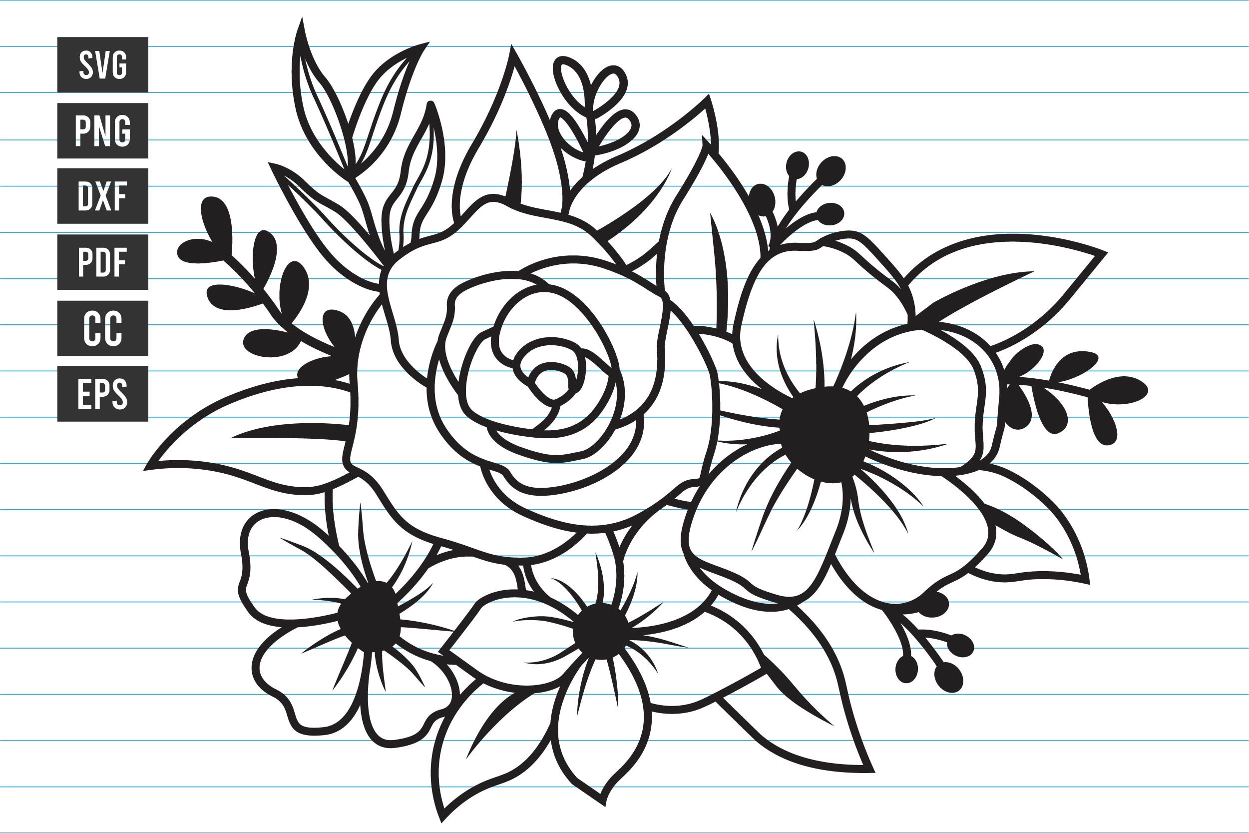 Flower Svg Files Flower Bouquet Svg Flower Decoration Etsy