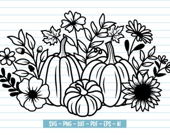 Pumpkin Flower Svg, Fall Svg, Fall Pumpkin Svg, Floral Pumpkin Svg, Fall Shirt Svg, Thanksgiving Svg, herfst, Thanksgiving Gift, pompoen.