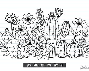 Cactus Flower SVG: Succulent Clipart, Plants Svg (Digital Download)
