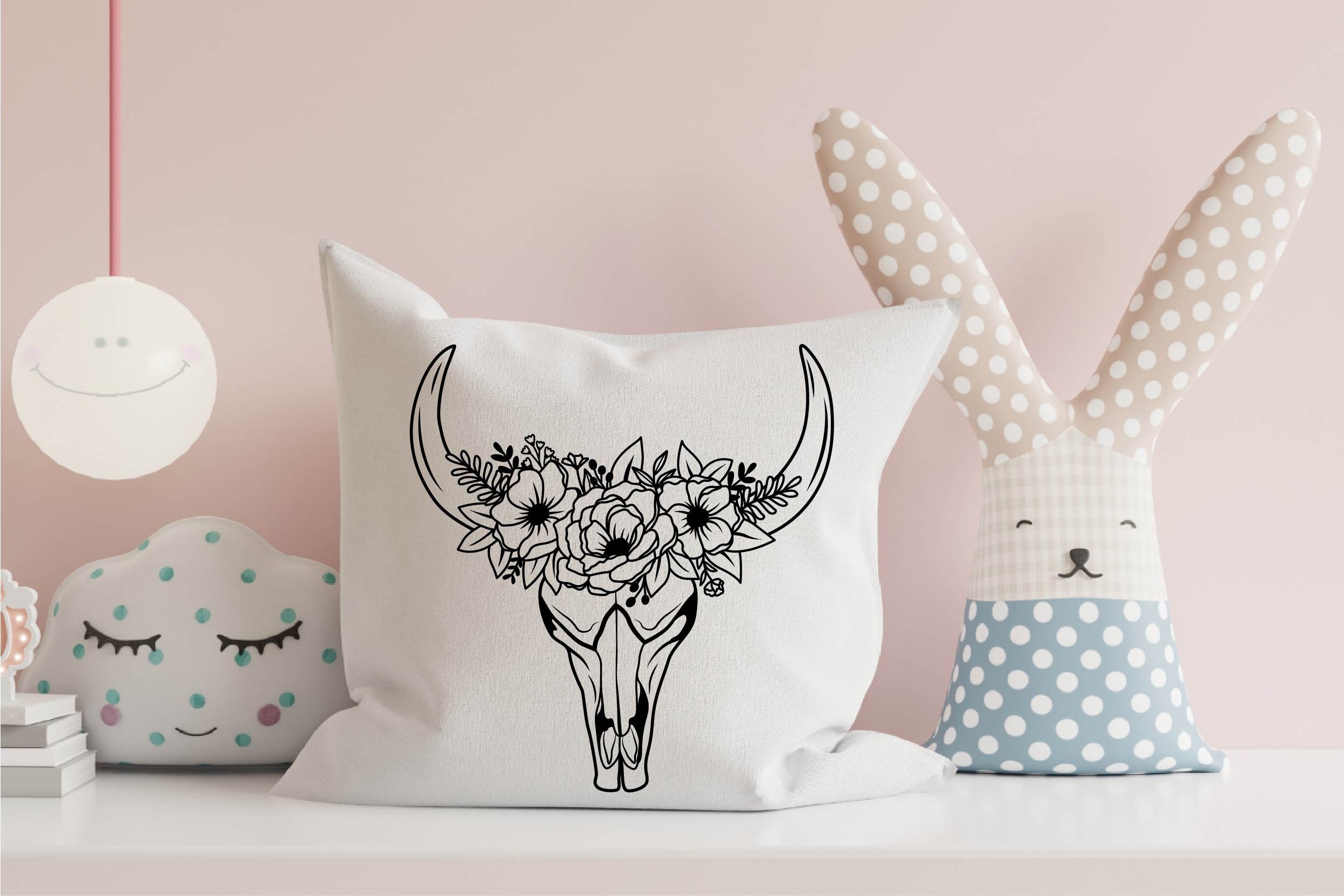 Cow Skull With Flower Svg Cow Skull Svg Cow Skull Flower | Etsy