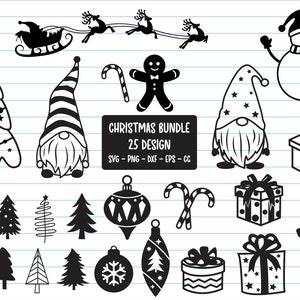 Christmas Svg Bundle, Christmas Svg, Christmas Elements Svg, Christmas Decor, Gnome, Christmas Tree, Christmas Ball, Snowman, Santa, Gifts.