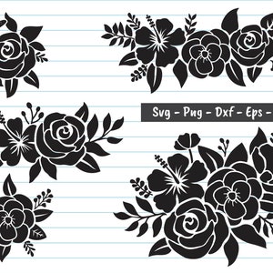 Flower Svg Bundle, Flower Svg Files, Flower Bouquet Svg, Floral Svg, Flower Border Svg, Rose Svg, Svg Files For Cricut And Silhouette.