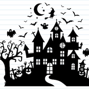 Halloween svg, Halloween Haunted House Svg, Halloween Clipart, Halloween Svg For Shirts, Halloween Svg Cut Files, Svg Files For Cricut.