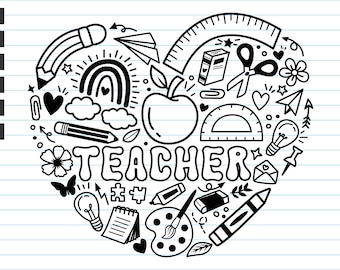 Teacher Heart SVG: School Clip Art Bundle (Digital Download)