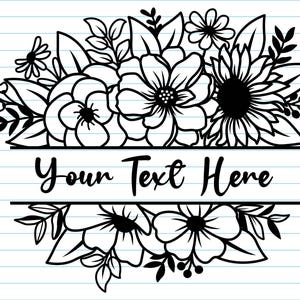 Flower Border Svg, Split Flower Frame Svg, Floral Frame Svg, Flower Svg Files, Split Monogram Svg, Floral Border Svg, Flower Wedding Svg.