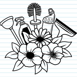 Flower Clening Svg, Cleaning Tool Svg, Flower Cleaning Tools Svg, Floral Cleaning Svg, Housekeeping Mum Gift Svg, Maid Service Svg Shirt.