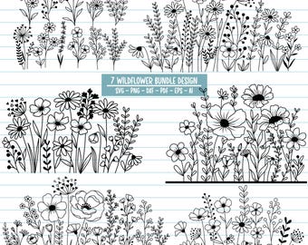 Wildflower SVG Bundle: Botanical Flower Clipart (Digital Download)