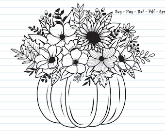Pompoen SVG-bestanden, bloem pompoen SVG, herfst pompoen SVG, herfst SVG, pompoen herfst SVG, wilde bloemen, bloem, herfst, pompoen, Thanksgiving SVG.