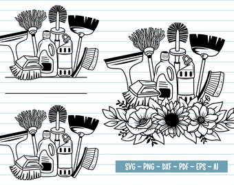 Flower Cleaning Tools SVG: Housekeeping Mum Gift (Digital File)