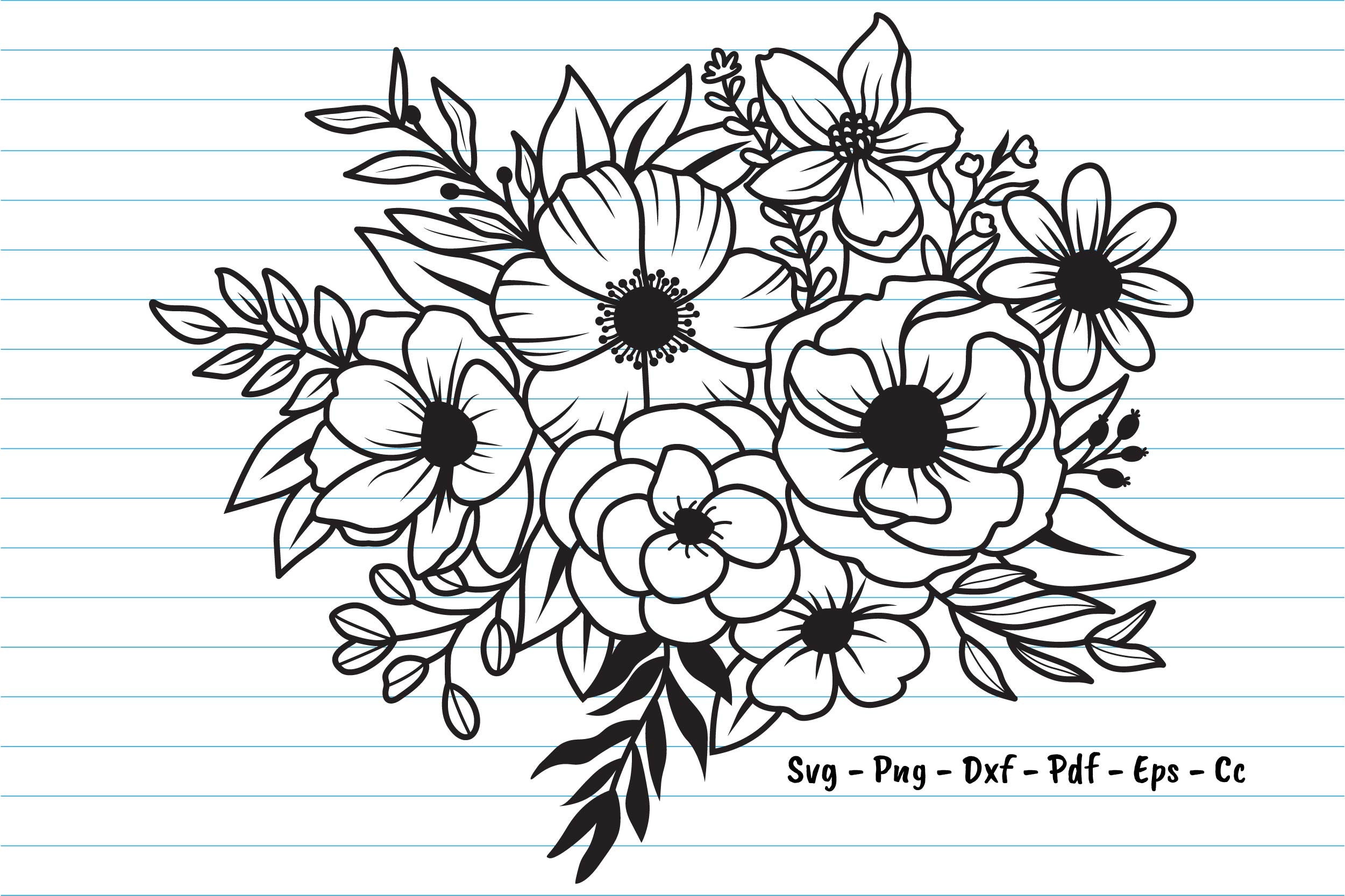 Flower Svg Files Flower Bouquet Svg Flower Decoration - Etsy