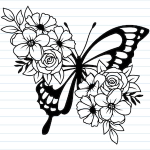 Floral Butterfly Svg, Flower Svg Files, Flower Butterfly SVG, Flower Animal Svg, Butterly Clipart , Flower Butterfly Svg Files for Cricut.