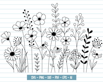 Wildflower Clipart SVG Files: Botanical Flower Designs (Digital Download)