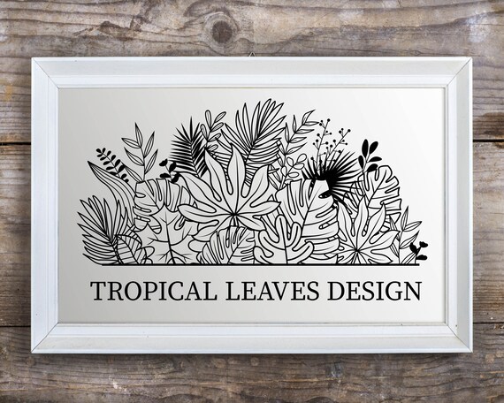 Tropical Leaves Svg, Tropical Border Svg, Leaf and Flower Monogram