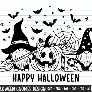 Halloween Gnome SVG: Pumpkin, Witch, Kids Design (Digital Files)