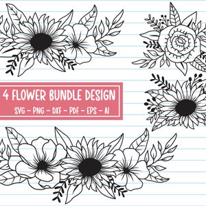 Flower Svg Bundle, Flowers Svg, Flower Svg, Floral Svg, Flower Border Svg, Flower Clipart, Flower Bouquet Svg, Flower Decoration Svg.