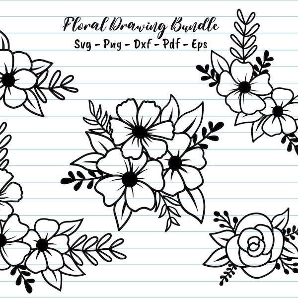 Flower Svg Files, Floral Svg, Flower Svg Bundle, Flower Border Svg, Corner, Flowers, Flower Cut Files, Svg Files For Cricut and Silhouette.