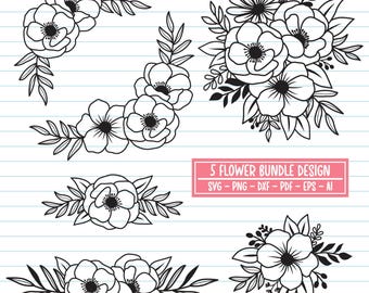 Può includere: Cinque disegni floreali in bianco e nero con una varietà di forme e dimensioni di fiori. I disegni sono perfetti per l'artigianato, lo scrapbooking e altri progetti creativi.