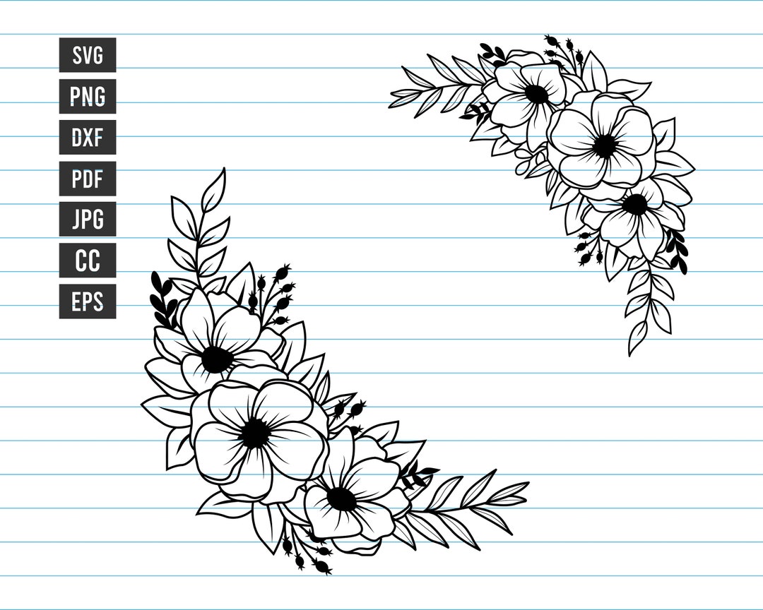 Flower Border Svg, Flower Svg, Floral Wedding Svg, Floral Monogram