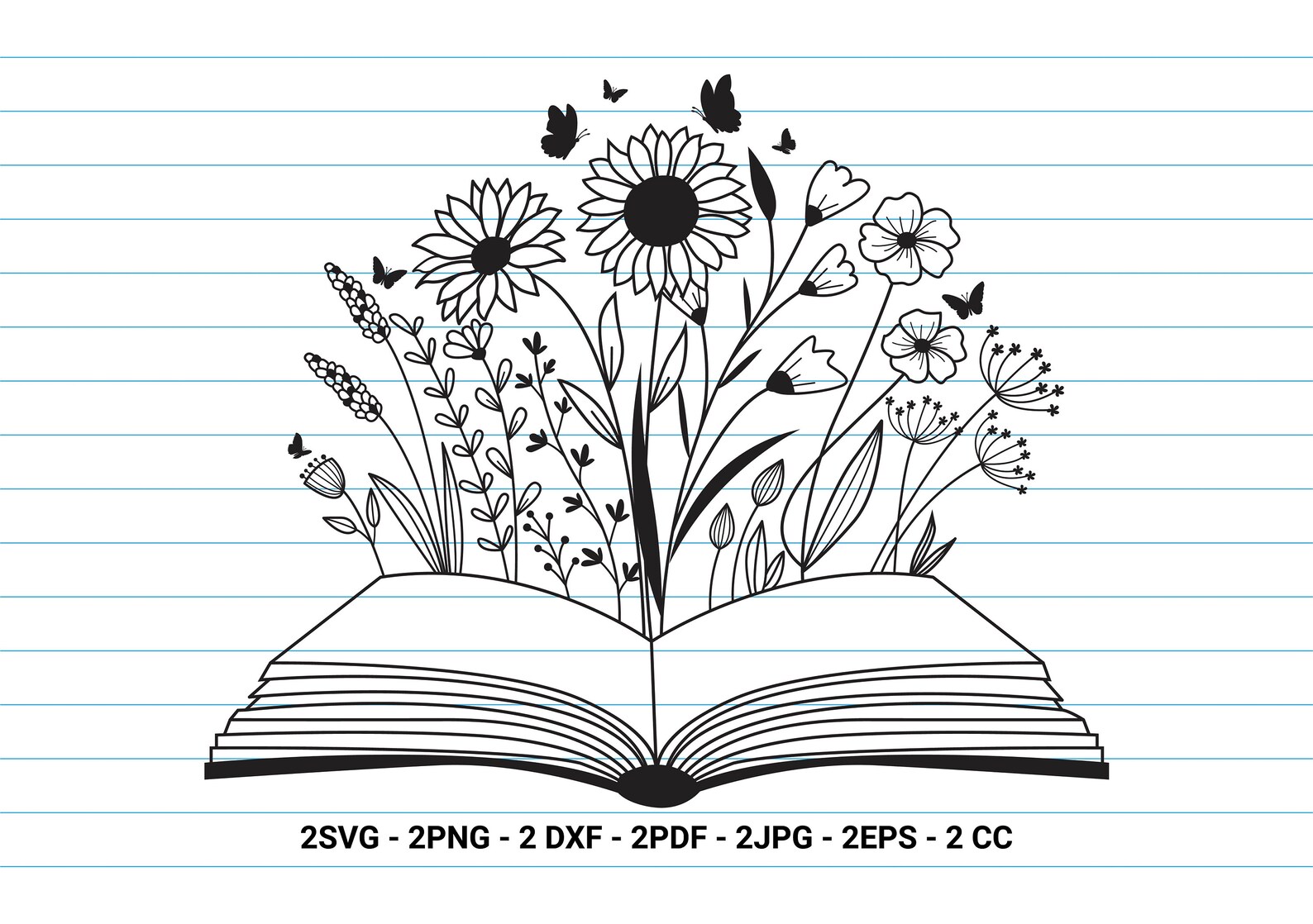 Flower Book Svg Book With Flower Book Lover Svg Wildflower Etsy UK