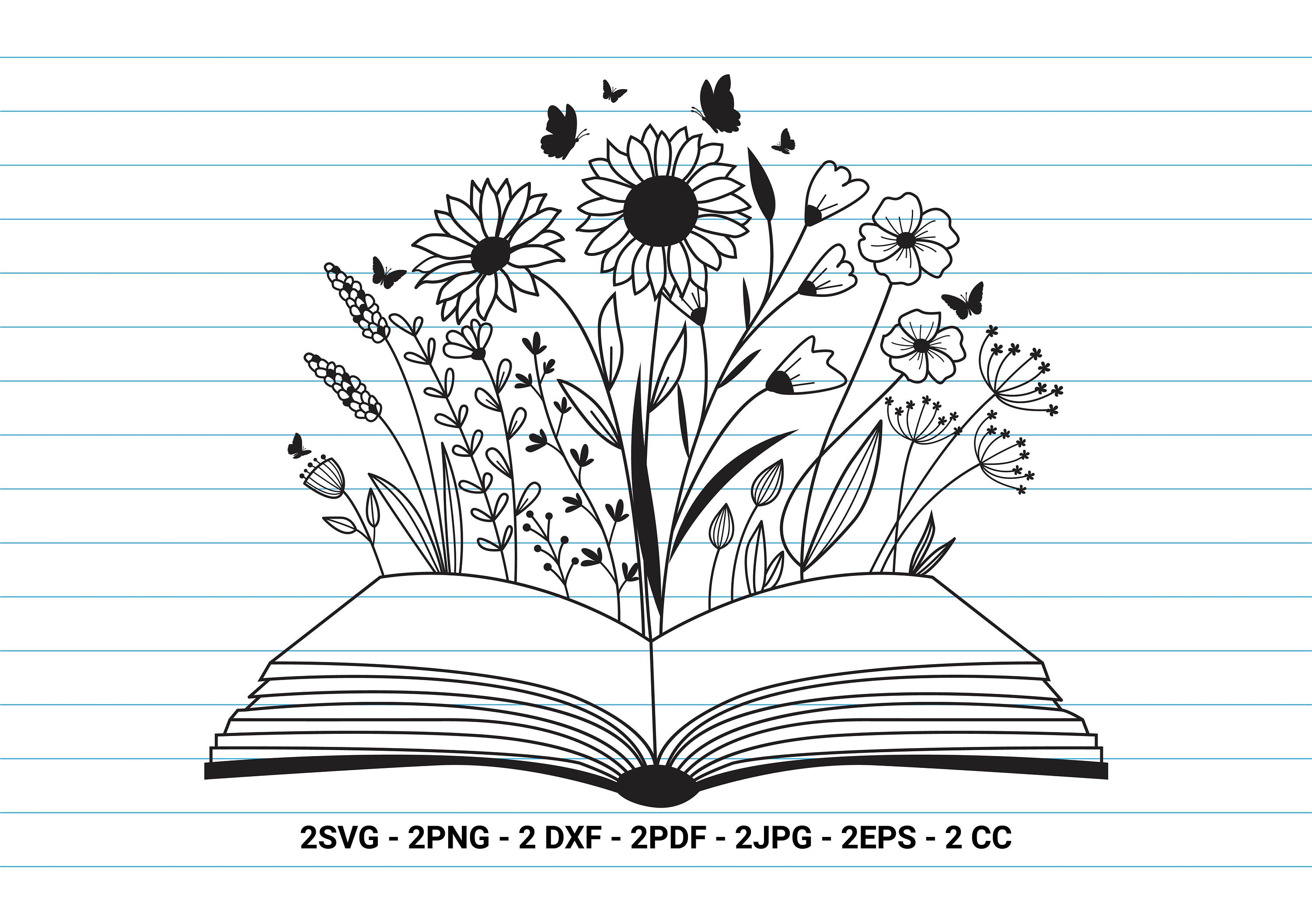 Flower Book Svg Book With Flower Book Lover Svg Wildflower Etsy UK
