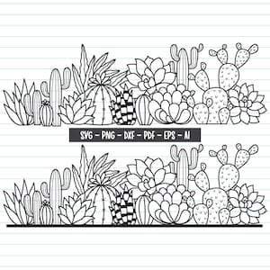 Cactus Svg, Cactus Borde Svg, Archivos Svg de Cactus, Cactus Clipart Svg, Planta Svg, Cactus, Archivos Svg para Cricut y Silhouette, Svg, Png, Dxf.