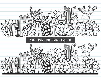 Cactus Svg, Cactus Border Svg, Cactus Svg Files, Cactus Clipart Svg, Plant Svg, Cactus, Svg Files For Cricut and Silhouette, Svg, Png, Dxf.