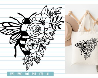 Abeja svg, abeja con flor svg, flor de abeja svg, guardar la abeja svg, abeja clipart, abeja de miel svg, archivos svg para cricut.