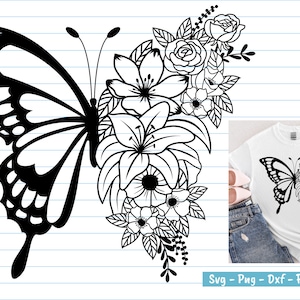Papillon Svg, Svg floral papillon, fleur papillon SVG, décoration florale, fleur SVG, modèle en papier découpé, fichiers Svg pour Cricut, Svg.