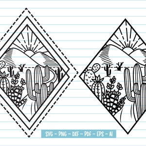Cactus Svg Files, Cactus Scene Svg, Desert Scene Svg, Mountian Scene Svg, Cactus, Succulent Svg, Cactus Cut Files. Cactus Clipart, Svg, Png.