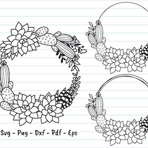 Cactus Frame Svg, Cactus Svg Files, Cactus Wreath Svg, Succulent Svg, Cactus Monogram, Cactus Border, Plant Svg, Svg Files For Cricut.