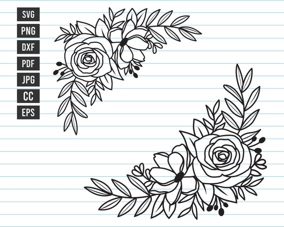 Flower Svg Files Flower Border Svg Floral Border Svg Floral | Etsy