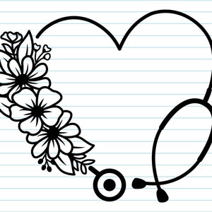 Krankenschwester geschnitten Datei, Stethoskop Blumenform, Stethoskop Herz Form, Blume Stethoskop Form, Arzt Zeichen, Krankenschwester Shirt Zeichen, medizinische Zeichen, Pflege Zeichen.