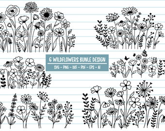 Wildflower SVG Bundle: Botanical Flower Clipart (Digital Files)