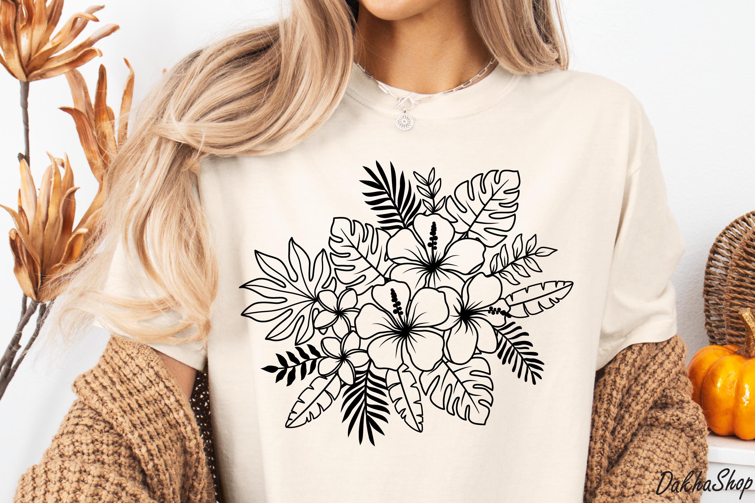 Tropical Flower SVG Bundle: Hibiscus, Leaves, Hawaiian Design (digital ...
