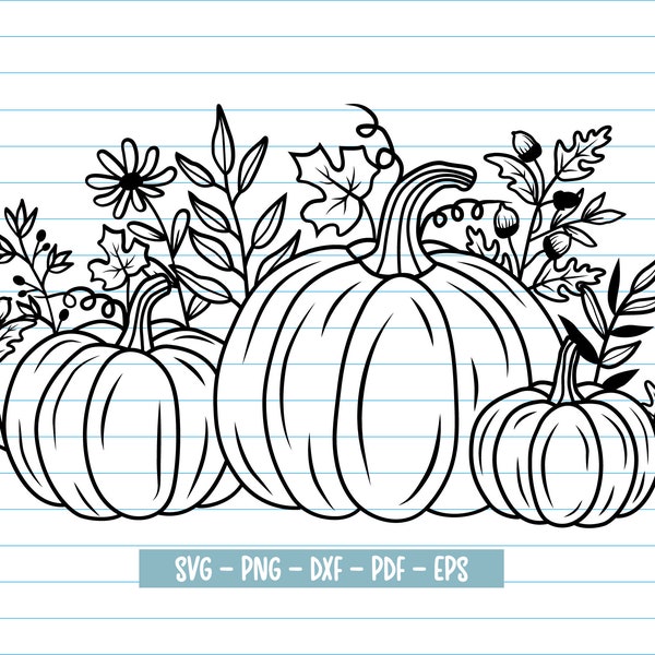 Pumpkin Svg Files, Flower Pumpkin Svg, Wildflower Pumpkin Svg, Fall Svg, Pumpkin Fall Svg, Wildflowers, Flower, Fall, Pumpkin, Thanksgiving.