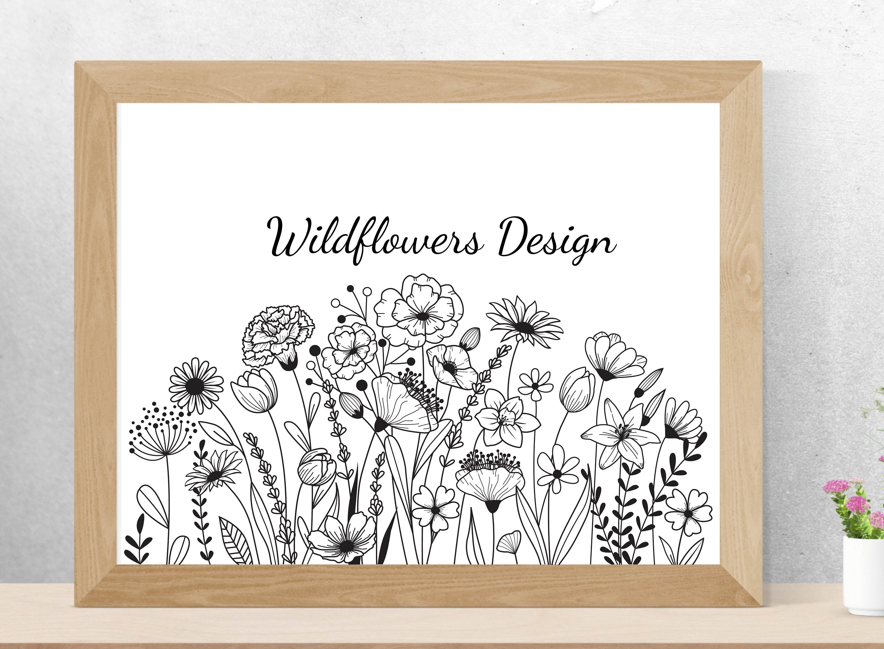 Flower Svg Wildflower Svg Hand Drawn Blooming Wildflower - Etsy
