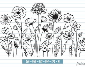 Flower Svg Files, Wildflower Svg, Flower Svg, Batonical Svg, Wildflower Blooming Svg, Flower Clipart, Flowers, Flower Svg Files For Cricut.