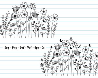 Wildflowers Svg Files, Flower Svg, Wildflower Svg, Flower Blooms Svg, Flower Clipart, Flower Svg For Shirt, Botanical, Svg Files For Cricut.