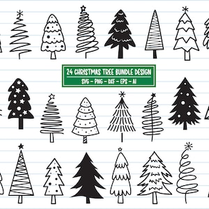 24 Christmas Tree Svg Bundle, Christmas Svg Files, Christmas Tree Svg, Christmastree Cut Files, Christmas Tree Png, Svg Files For Cricut.