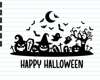 Halloween Svg, Happy Halloween Svg, Halloween Shirt Svg, Halloween Scene Svg, Kids Halloween Svg, Ghost Svg, Svg For Cricut and Silhouette.