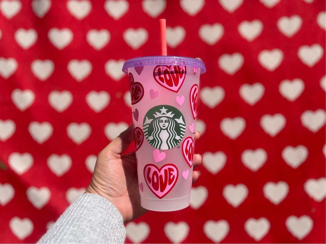 Love Hearts Valentines Starbucks Cold Cup Etsy