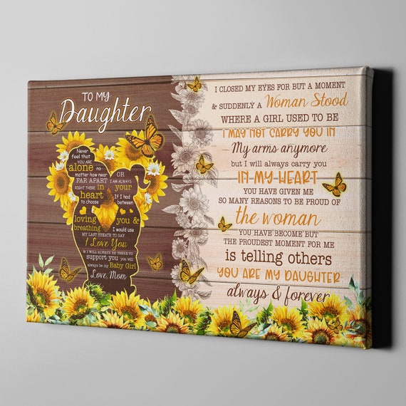 Gift for Daughter From Mom Sunflower and Butterfly Canvas - Etsy
