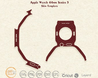 Apple Watch 44mm Serie 5 Skin Cover Svg geschnitten Vorlage Vektor, Apple Watch Haut geschnitten Datei, Silhouette, Vektor, Vinyl-Datei, Cricut, Vorlage