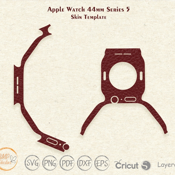 Apple Watch 44mm Series 5 Skin Cover svg cut template vector, Apple Watch skin cut file, Silhouette, Vector, Vinyl File, Cricut, Template
